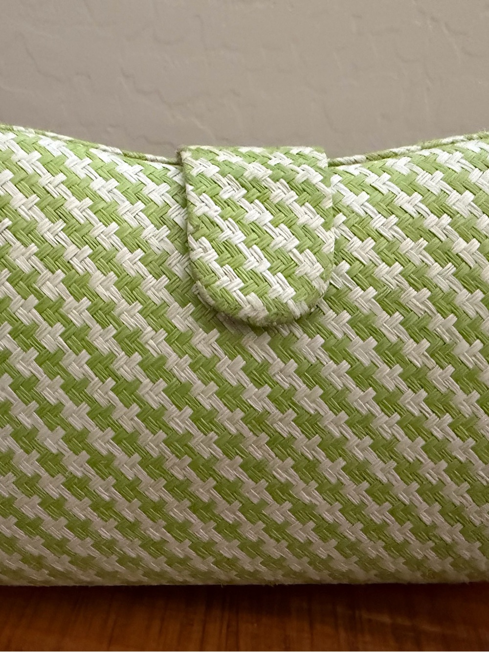 Banana Republic green woven clutch